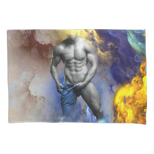 Housse D'oreillers le physique d'homme musclé en nuances de gris de S