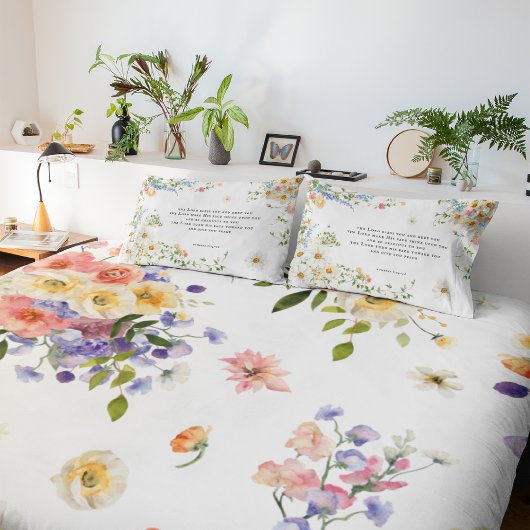 Housse D'oreillers Le Seigneur Vous Bénit | Floral Christian