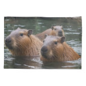 Housse D'oreillers Les capybaras nagent dans la rivière, (Dos-gauche)