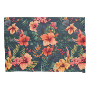 Housse D'oreillers Les Fleurs D'Hibiscus, Un Modèle Floral Tropical