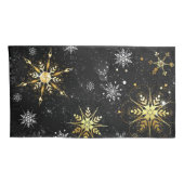 Housse D'oreillers Les flocons dorés de Noël sur l'Arrière - plan noi (Dos-Droit)