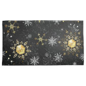 Housse D'oreillers Les flocons dorés de Noël sur l'Arrière - plan noi (devant-Droit)