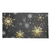 Housse D'oreillers Les flocons dorés de Noël sur l'Arrière - plan noi (Dos-gauche)