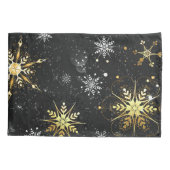 Housse D'oreillers Les flocons dorés de Noël sur l'Arrière - plan noi (Dos)