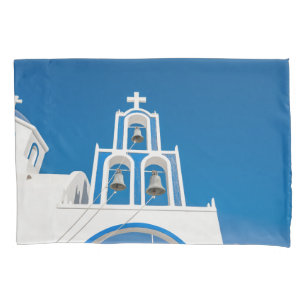 Housse D'oreillers Les monuments Église grecque du dôme bleu