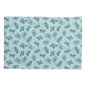 Housse D'oreillers Les papillons Doodle - turquoise - motif. (Dos)