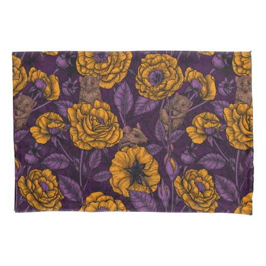 Housse D'oreillers Les souris font la fête en orange et violet (devant)