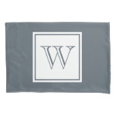 Housse D'oreillers Lettre initiale grise et Carré blanc (devant-gauche)