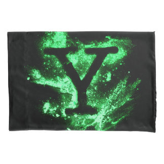 HOUSSE D'OREILLERS LETTRE Y MAJUSCULE VERTE