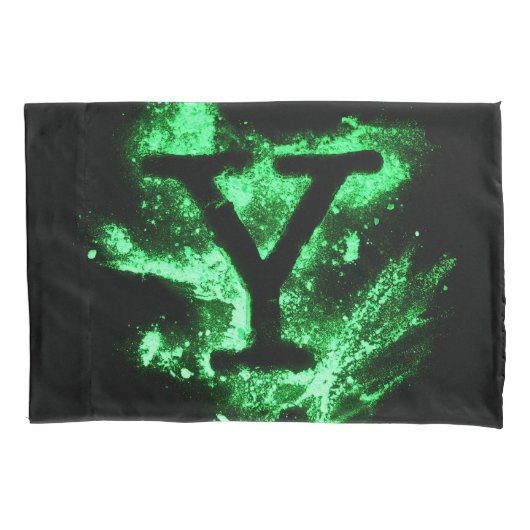 HOUSSE D'OREILLERS LETTRE Y MAJUSCULE VERTE (devant)