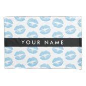 Housse D'oreillers Lèvres Bleues, Baiser, Baguette à lèvres, Votre No (devant)