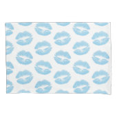 Housse D'oreillers Lèvres Bleues, Motif De Lèvres, Bleu, Baiser (devant)