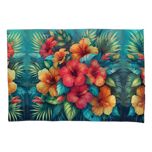 Housse D'oreillers L'Harmonie Hibiscus : Une Coussin Tropicale De Tap (devant)