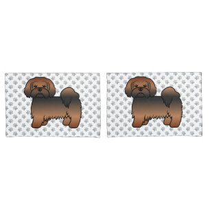 Housse D'oreillers Lhasa Apso Sable Rouge Chien de Dessin Animé Migno