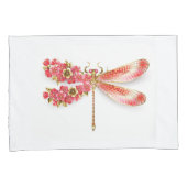 Housse D'oreillers libellule de fleurs avec sakura de bijoux (devant-Droit)