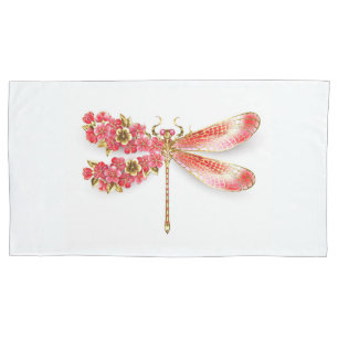 Housse D'oreillers libellule de fleurs avec sakura de bijoux