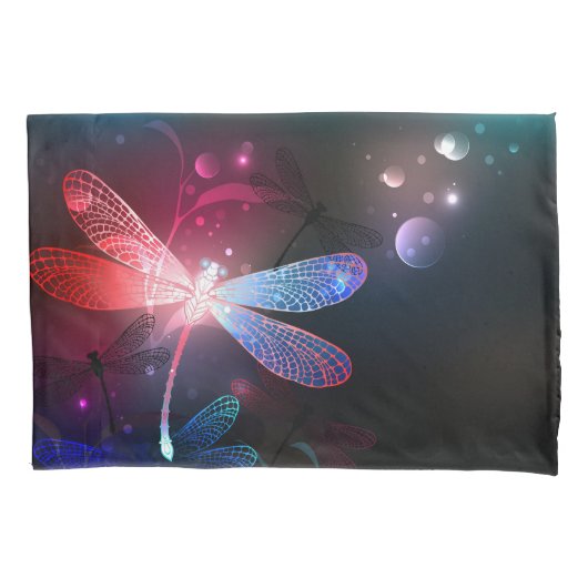 Housse D'oreillers libellule rouge brillante (devant)