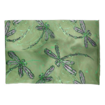 Libellules à ailes violettes sur fond vert citron