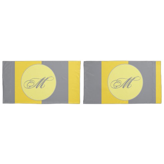 Housse D'oreillers Light Yellow and Soft Gray Customize (devant-Set)