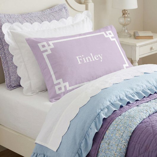 Housse D'oreillers Lila Violet Monogramme à Clé Grecque Standard