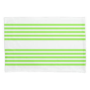 Housse D'oreillers Lime vert et blanc cinq bandes motif