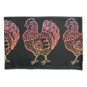 Housse D'oreillers Lineart de poulet orange (devant)