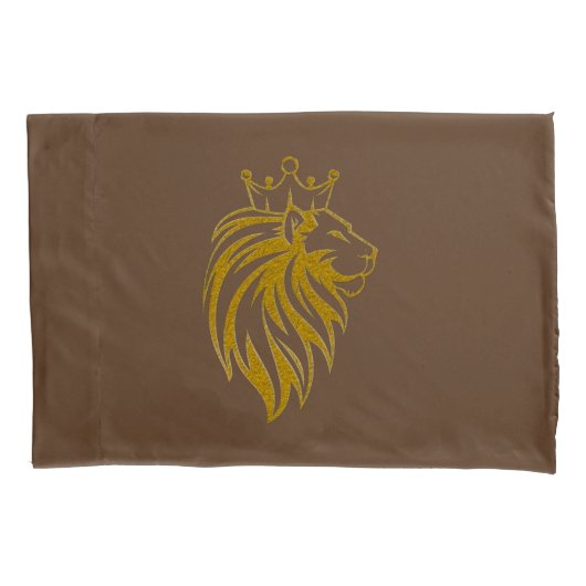 Housse D'oreillers Lion Avec Couronne - Style Or 2 (devant)