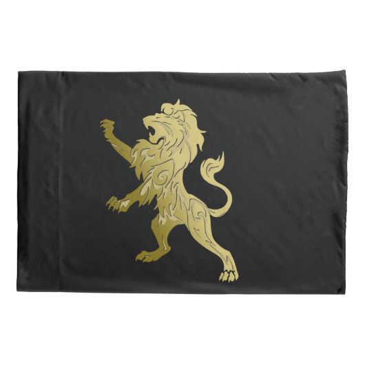 Housse D'oreillers Lion royal d'or noir (Dos)