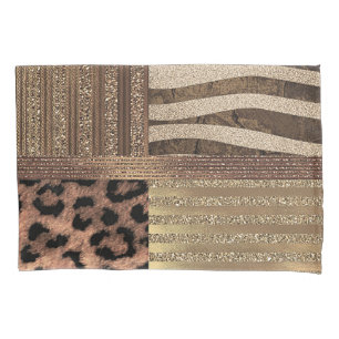 Housse D'oreillers Lionne Safari Chic Jungle Or Moderne Étincelant