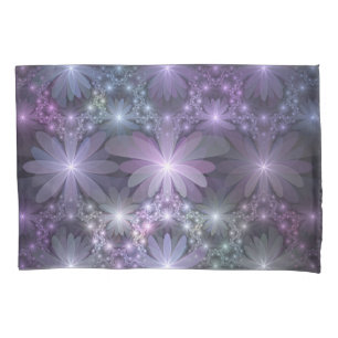 Housse D'oreillers Lit de fleurs tendance brillant art fractal abstra