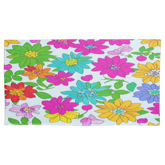 Housse D'oreillers Lit Floral Coloré (devant-gauche)