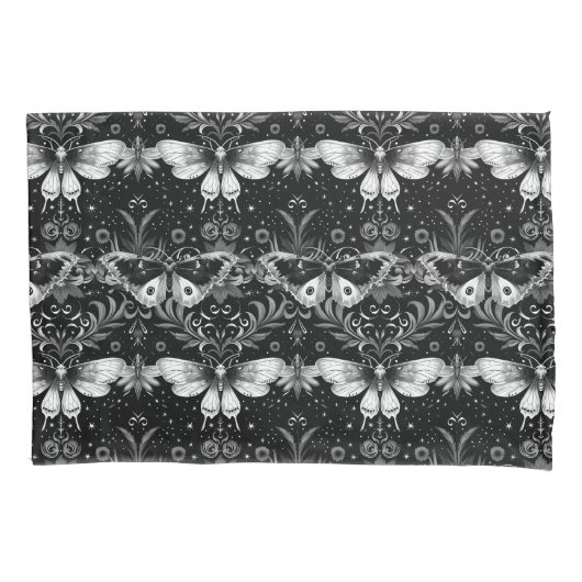 Housse D'oreillers Lit gothique noir et blanc (devant)