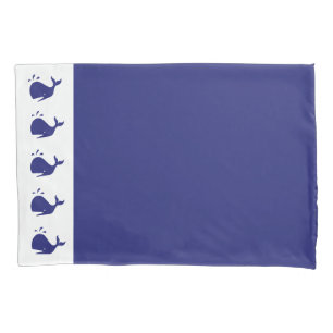 Housse D'oreillers Lit pour garçon baleines bleu marine Simple et Mig