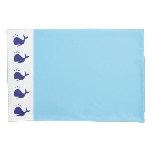 Housse D'oreillers Lit Simple et Mignon Baleines Bleues Bébé Garçon