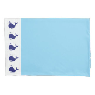 Housse D'oreillers Lit Simple et Mignon Baleines Bleues Bébé Garçon