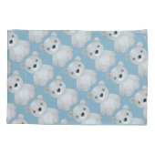 Housse D'oreillers Literie en aquarelle Bleu Ours (Dos)