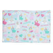 Housse D'oreillers Little Girl Cute Llamacorn Pastel Motif (Dos)