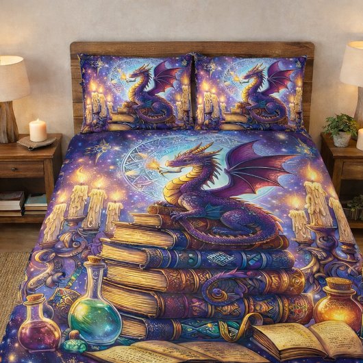 Housse D'oreillers Livres de Magicien de Dragon Mystique