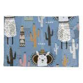 Housse D'oreillers Llama, Cactus, Motif d'éléments à main. (Dos)