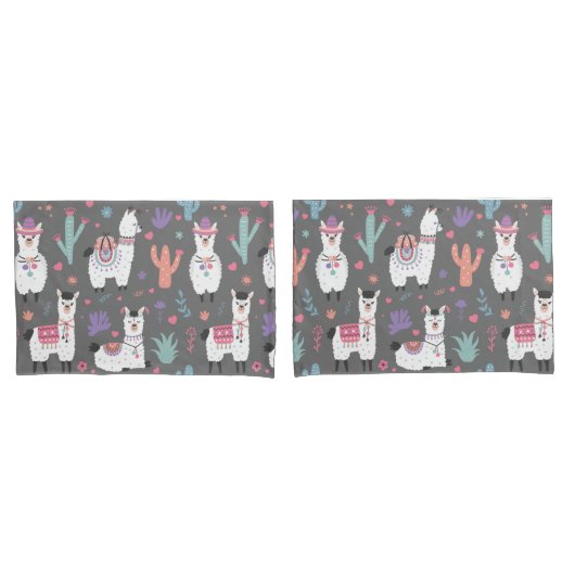 Housse D'oreillers Llama Motif (devant-Set)