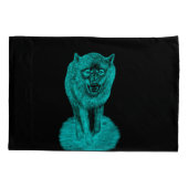 Housse D'oreillers Loup noir en colère dans la nuit (Dos)