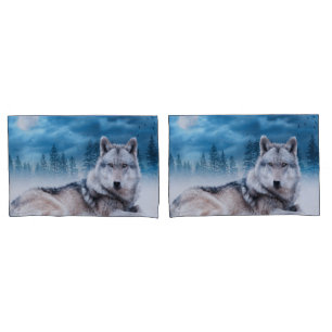 Housse D'oreillers Loup solitaire / Loups Loup Lune Lune Faune