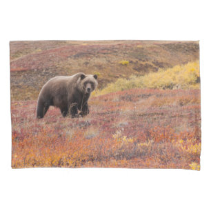 Housse D'oreillers L'Ours Grizzli Parcourt Les Couleurs D'Automne En 