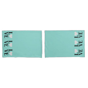 Housse D'oreillers Love Bride & Co Turquoise Blue Mariage Décor
