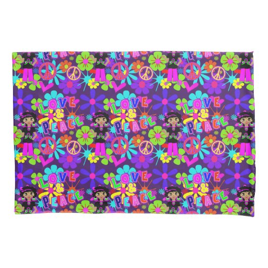 Housse D'oreillers Love & Peace 60'S Hippie Flower Power Super (devant)