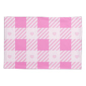 Housse D'oreillers Love Plaid Collection rose moderne (Dos)