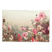 Housse D'oreillers Lumière du matin, cosmos rose fleurissant. (Dos)