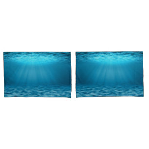 Housse D'oreillers Lumière océanique sous-marine en bleu calme