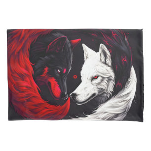 Housse D'oreillers Lune Crimson Loup blanc rouge