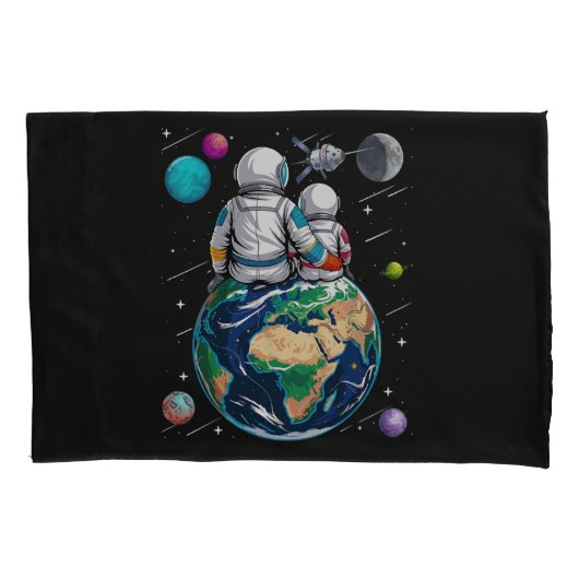 Housse D'oreillers Lune et astronaute (devant)